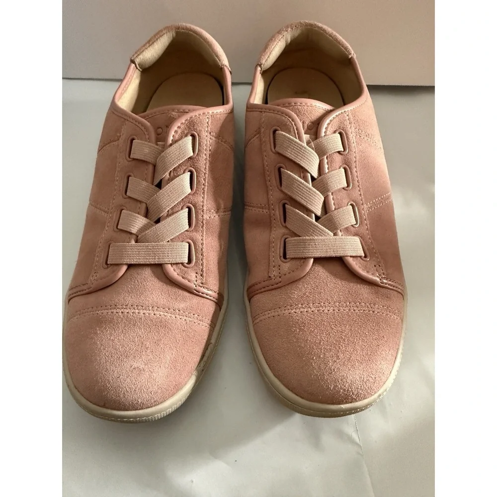 Vionic Jean Suede Pink Comfort Sneakers Women's Size 6 Elastic Lace-Up Flat